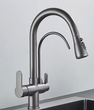 Antieke Keukenkraan met Uittrekbare Uitloop – Warm & Koud Mengfunctie, Klassiek Design