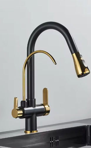 Antieke Keukenkraan met Uittrekbare Uitloop – Warm & Koud Mengfunctie, Klassiek Design
