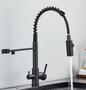 Zwarte Keukenkraan met Dubbele Uitloop – Inclusief Waterfilter en Mengfunctie