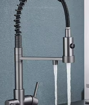 Zwarte Keukenkraan met Dubbele Uitloop – Inclusief Waterfilter en Mengfunctie