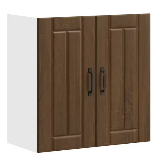 Wandkast Keuken 60 cm – Eiken Houtlook met Glazen Deuren