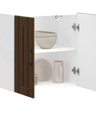 Wandkast Keuken 60 cm – Eiken Houtlook met Glazen Deuren