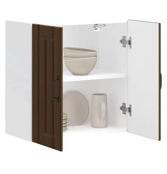 Wandkast Keuken 60 cm – Eiken Houtlook met Glazen Deuren