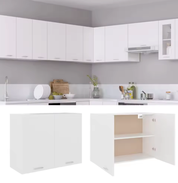 Wandkast Keuken Wit 80 cm – Met Deuren & Binnenplanken