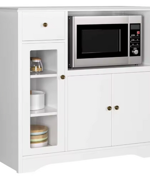 Keukenkast met Werkblad – Dressoir met Lade, 3 Deuren & Magnetronplank