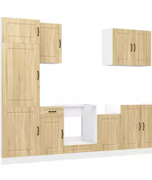 7-Delige Keukenkastenset Zwart – Wand- & Onderkasten met Ovenkast