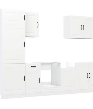 7-Delige Keukenkastenset Zwart – Wand- & Onderkasten met Ovenkast