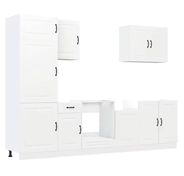 7-Delige Keukenkastenset Zwart – Wand- & Onderkasten met Ovenkast