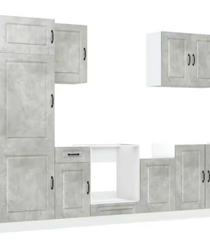 7-Delige Keukenkastenset Zwart – Wand- & Onderkasten met Ovenkast