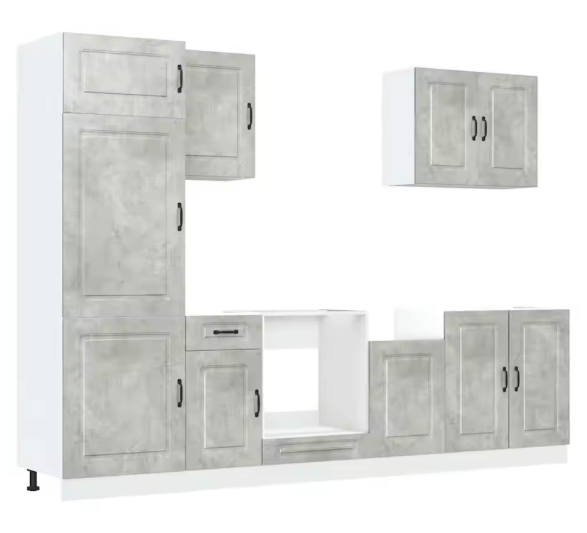 7-Delige Keukenkastenset Zwart – Wand- & Onderkasten met Ovenkast