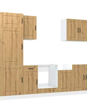 7-Delige Keukenkastenset Zwart – Wand- & Onderkasten met Ovenkast