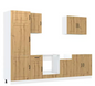 7-Delige Keukenkastenset Zwart – Wand- & Onderkasten met Ovenkast