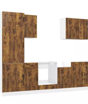 7-Delige Keukenkastenset Zwart – Wand- & Onderkasten met Ovenkast