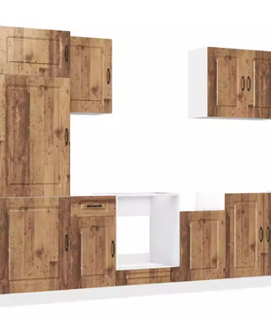 7-Delige Keukenkastenset Zwart – Wand- & Onderkasten met Ovenkast