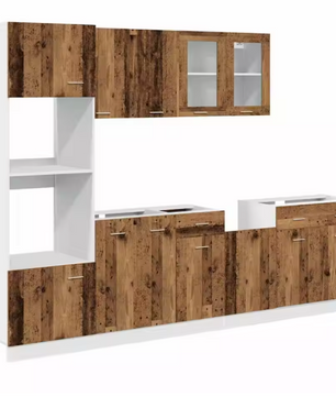 7-Delige Keukenkastenset – Sonoma Eiken met Glaskast & Magnetronkast