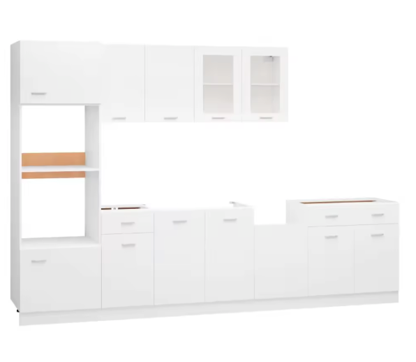 7-Delige Keukenkastenset – Sonoma Eiken met Glaskast & Magnetronkast