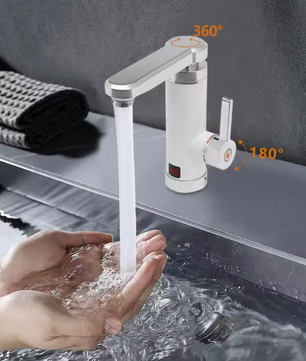 Elektrische Verwarmingskraan 3000W – LED Display & 360° Draaibaar, Voor Keuken en Badkamer