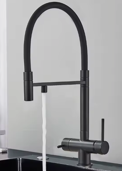 Chroom Messing Keukenkraan – Uittrekbaar met 2 Waterstanden & 360° Dubbele Uitloop
