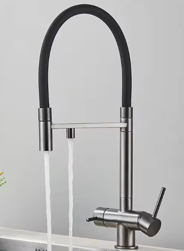 Chroom Messing Keukenkraan – Uittrekbaar met 2 Waterstanden & 360° Dubbele Uitloop