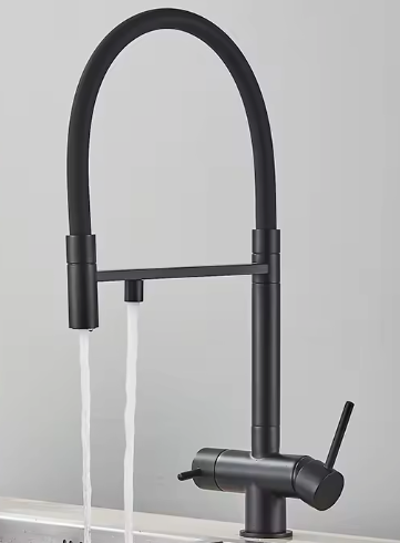 Chroom Messing Keukenkraan – Uittrekbaar met 2 Waterstanden & 360° Dubbele Uitloop