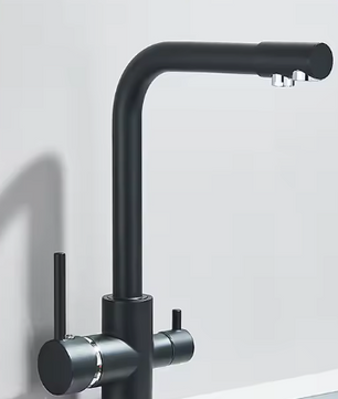 Zwarte Keukenkraan met Filter – Messing Mengkraan met Dubbele Sproeier en Drinkwaterfunctie