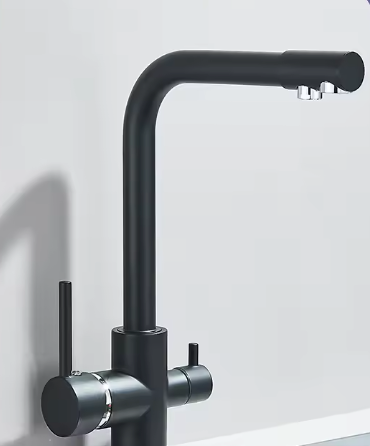 Zwarte Keukenkraan met Filter – Messing Mengkraan met Dubbele Sproeier en Drinkwaterfunctie