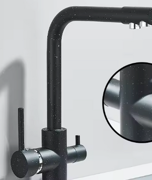 Zwarte Keukenkraan met Filter – Messing Mengkraan met Dubbele Sproeier en Drinkwaterfunctie