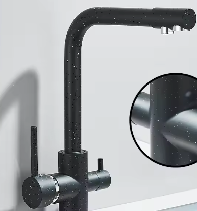 Zwarte Keukenkraan met Filter – Messing Mengkraan met Dubbele Sproeier en Drinkwaterfunctie