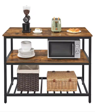 Keukenwerktafel met 3 Lagen – Groot Werkblad & Stalen Frame, 120×60×90 cm