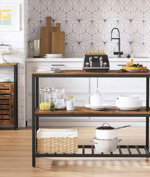 Keukenwerktafel met 3 Lagen – Groot Werkblad & Stalen Frame, 120×60×90 cm