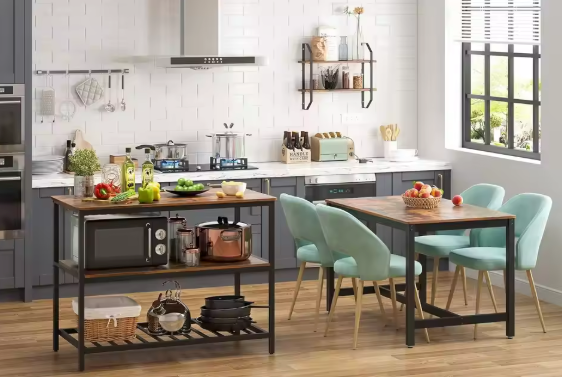 Keukenwerktafel met 3 Lagen – Groot Werkblad & Stalen Frame, 120×60×90 cm