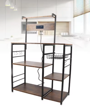 Keukenrek met Houten Planken – Bakkersrek & Opbergstation met Stalen Frame