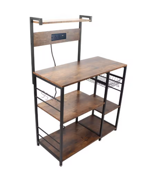 Keukenrek met Houten Planken – Bakkersrek & Opbergstation met Stalen Frame