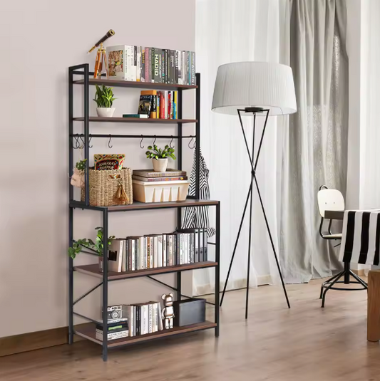 Vrijstaand Keukenrek met 5 Lagen – Metaal & Hout, 165 cm Hoog