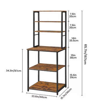 Keukenrek met Stopcontact en USB – 60×42×153 cm, Metaal & Hout