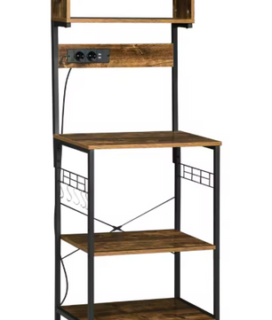 Keukenrek met Stopcontact en USB – 60×42×153 cm, Metaal & Hout