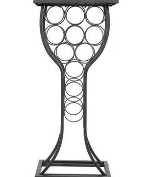 Wijntafel met Marmeren Blad – Wijnrek voor 11 Flessen & Opbergrek