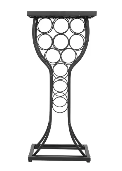 Wijntafel met Marmeren Blad – Wijnrek voor 11 Flessen & Opbergrek