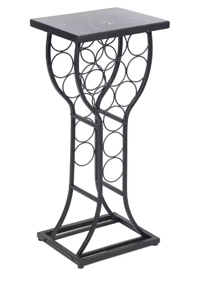 Wijntafel met Marmeren Blad – Wijnrek voor 11 Flessen & Opbergrek
