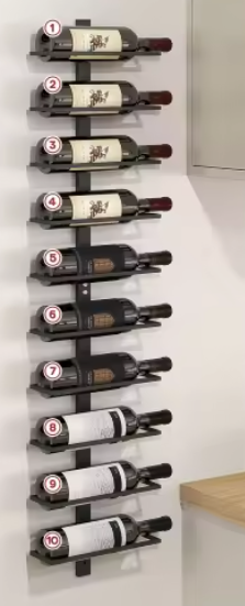 Wandwijnrek van Staal – 10 Flessen Verticaal Wijnrek Zwart