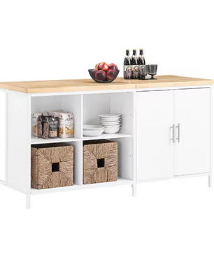 Keukeneiland met Werkblad – Vrijstaand Dressoir met Deuren & Open Vakken, 170 cm Breed