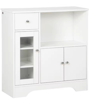 Keukendressoir met Glazen Deur – Buffetkast met Lade & Plank, 80 cm Breed