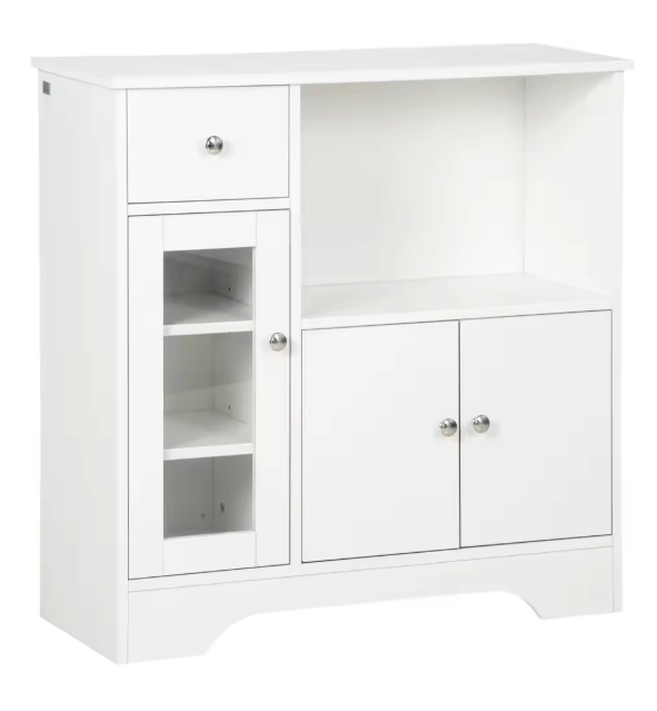 Keukendressoir met Glazen Deur – Buffetkast met Lade & Plank, 80 cm Breed