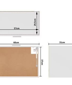 Witte Hangkast Keuken – Met Deur & Plank, 60x31x40 cm