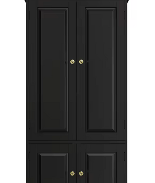 Hoge Keukenkast met 4 Deuren – Wit/Zwart Opbergdressoir 123 cm