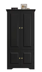 Hoge Keukenkast met 4 Deuren – Wit/Zwart Opbergdressoir 123 cm