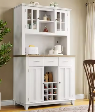 Hoge Keukenkast met LED – Dressoir, Vitrinekast & Wijnrek, 179,5 cm