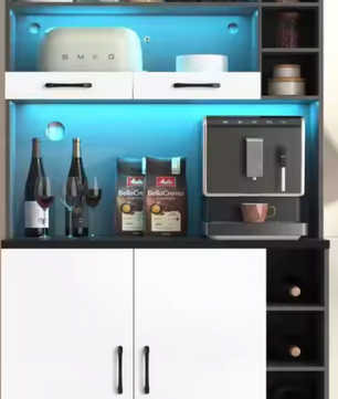 Moderne Keukenkast met LED & Magnetronruimte, Grijs/Wit