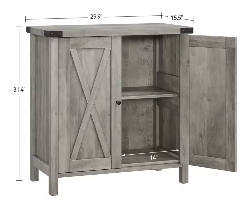Boerderij Dressoir met 2 Deuren – Verstelbare Planken & Opbergruimte, 80 cm Hoog