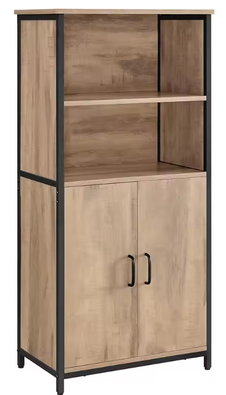 Hoge Keukenkast met Verstelbare Plank – Industrieel Design, 124,5 cm